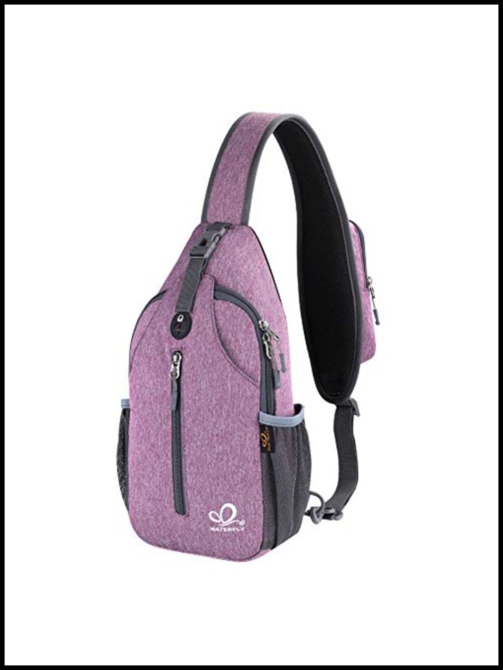 WATERFLY Crossbody Sling Backpack Chest Bag Travel Hiking Daypack Polyester